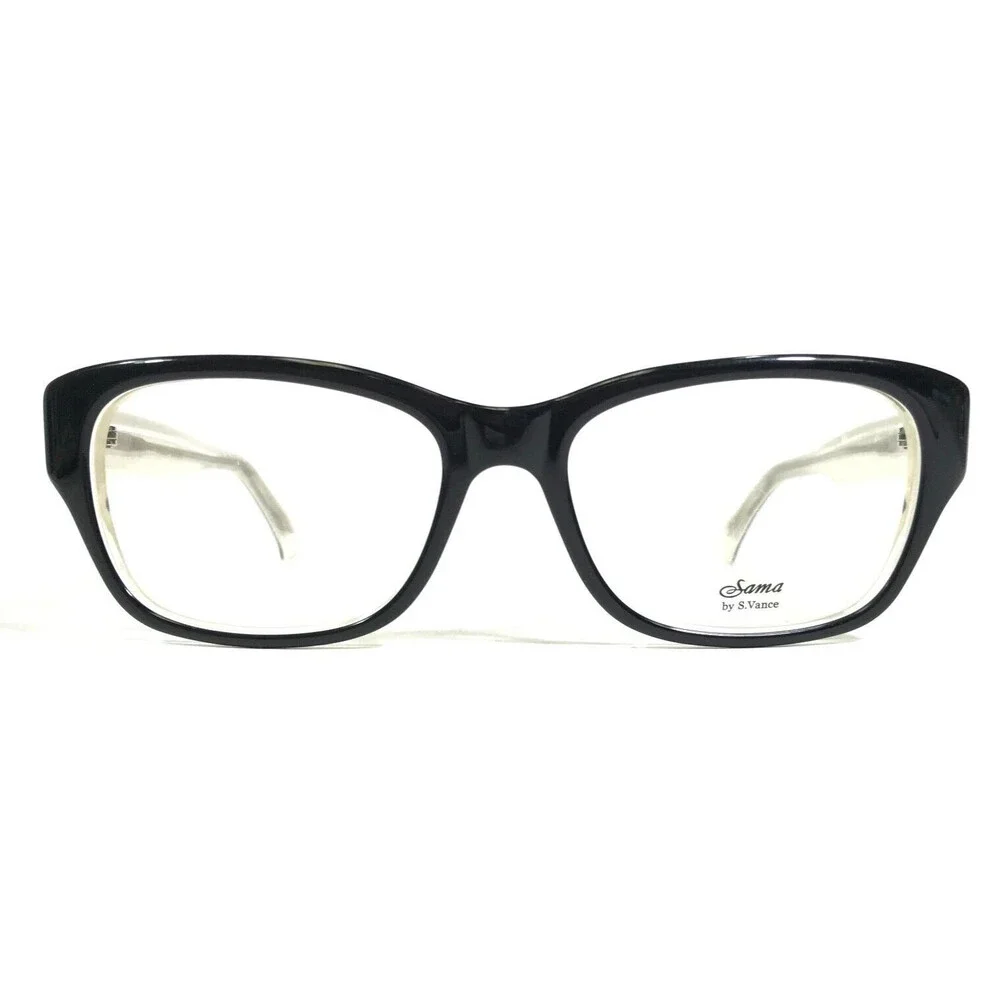 Sama Eyeglasses Frames CHELSEA BER/CRM Black Clear Cream Square 49-16-130